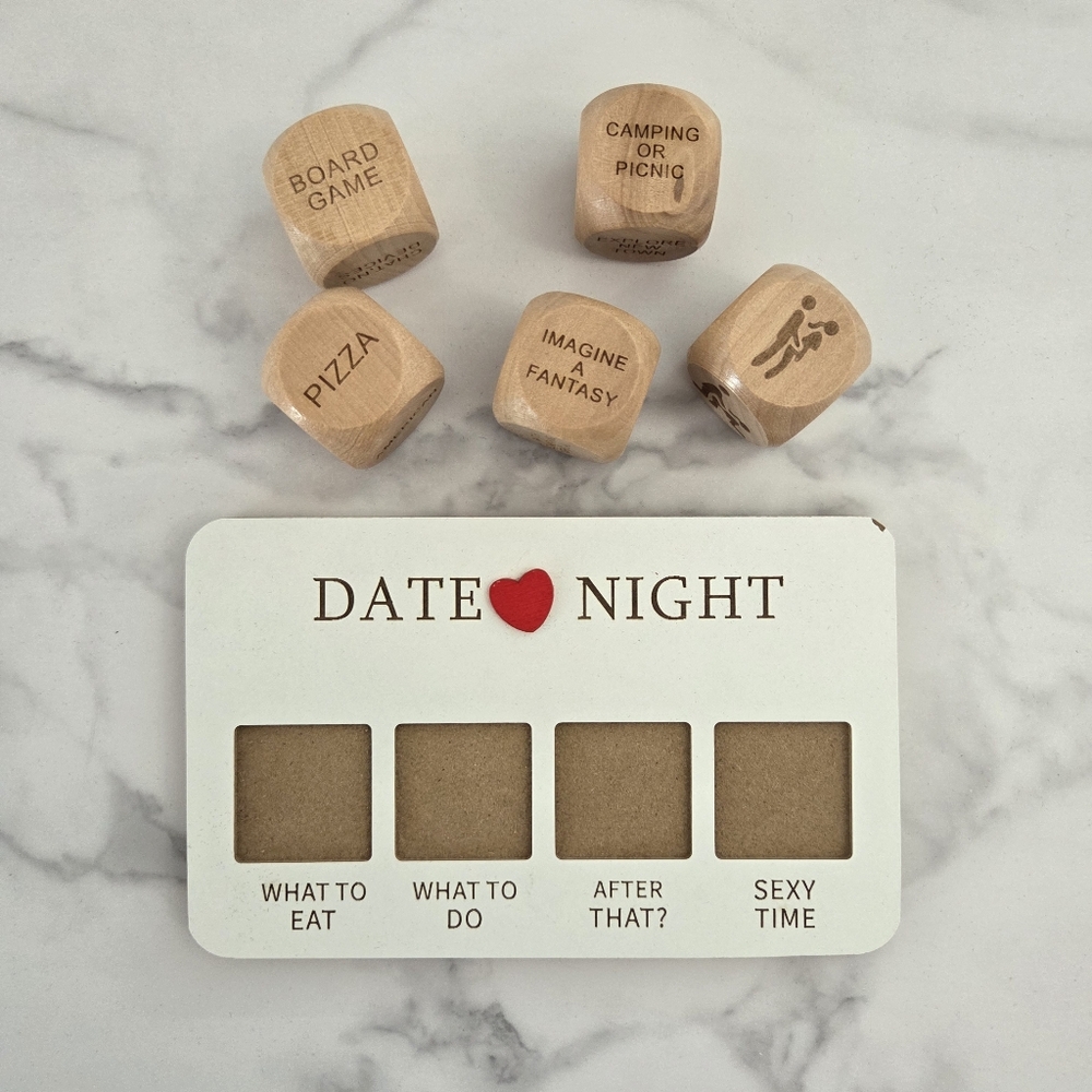 Couples Date Night Wooden Dice Game Romantic Gift Set - Picture 2 of 5
